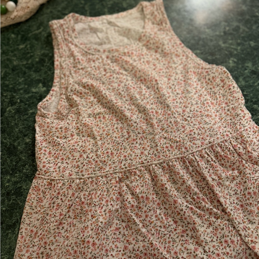 American Eagle Outfitters Pink & Cream Floral Tank Dress